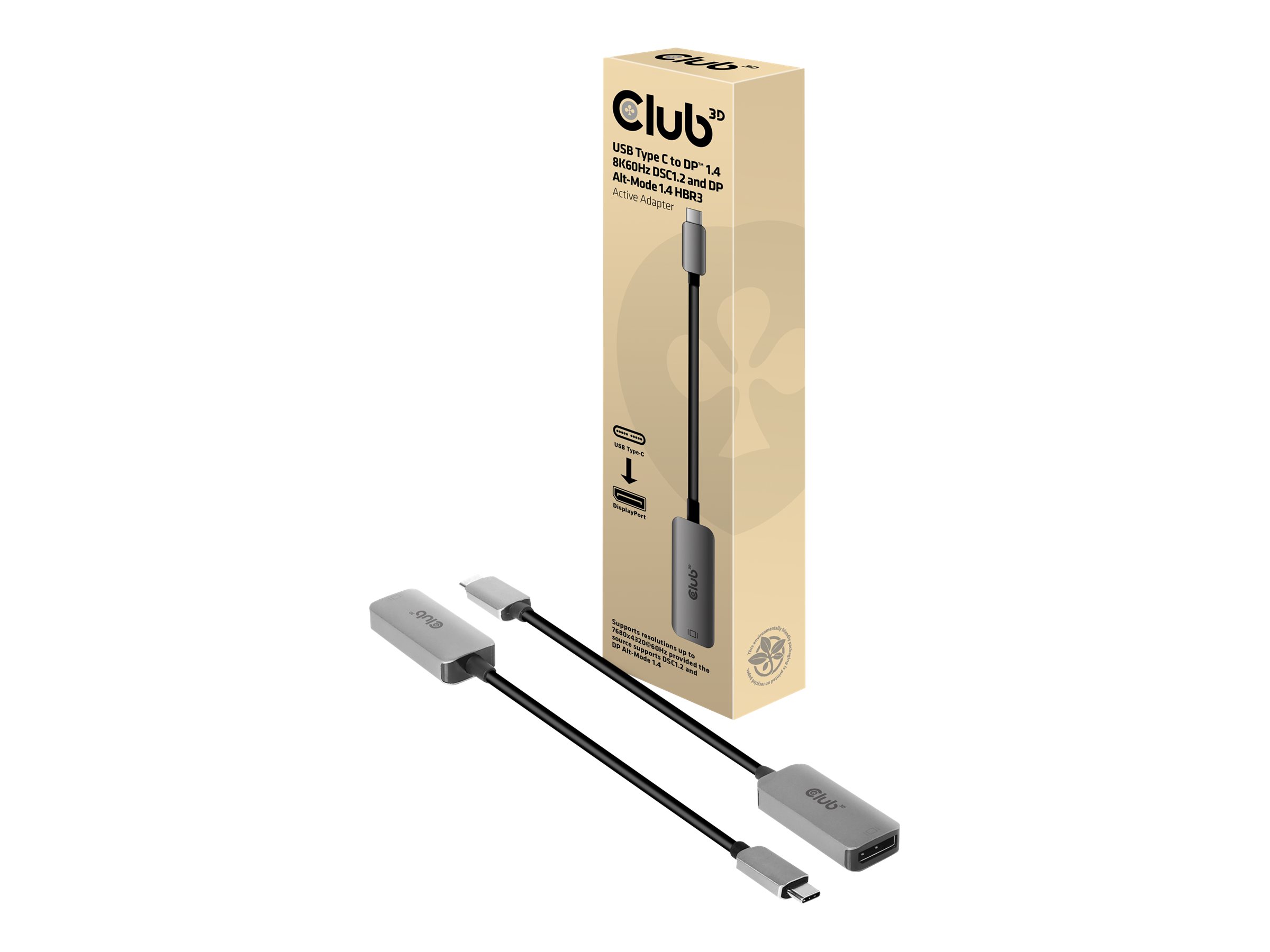 CLUB3D CAC-1567 USB-graafikaadapter 7680 x 4320 pikslit Must, Hõbe