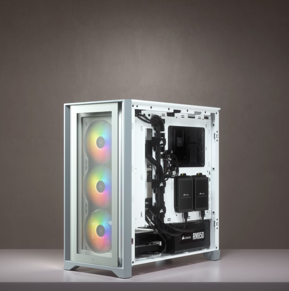 CORSAIR iCUE 4000X Temp Glass Mid White