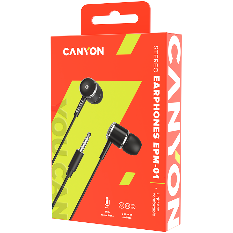 CANYON  headphones EPM-01 Mic 1.2m Black