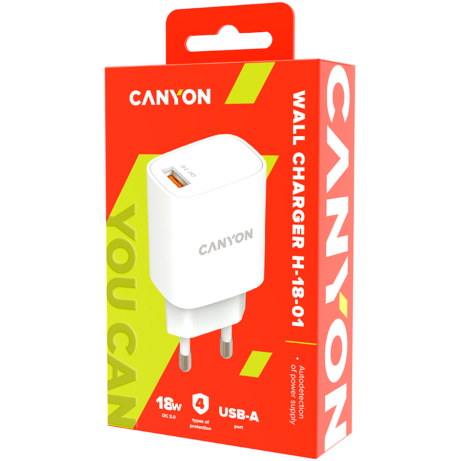 CANYON  charger H-18-01 QC 3.0 18W USB-A White