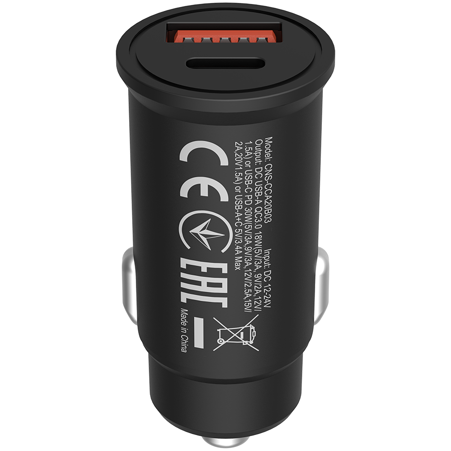 CANYON  car charger C-20-03 PD 30W QC 3.0 18W USB-C USB-A black