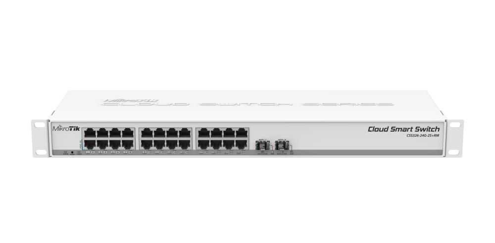 Switch, MIKROTIK, 24x10Base-T / 100Base-TX / 1000Base-T, 2xSFP+, CSS326-24G-2S+RM