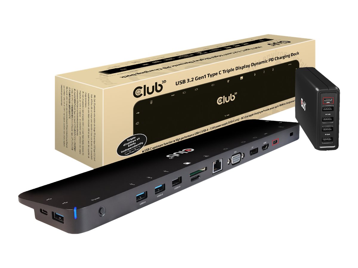 CLUB3D CSV-1564W100 sülearvuti dokk ja pordireplikaator Dokkimine USB 3.2 Gen 1 (3.1 Gen 1) Type-C Must