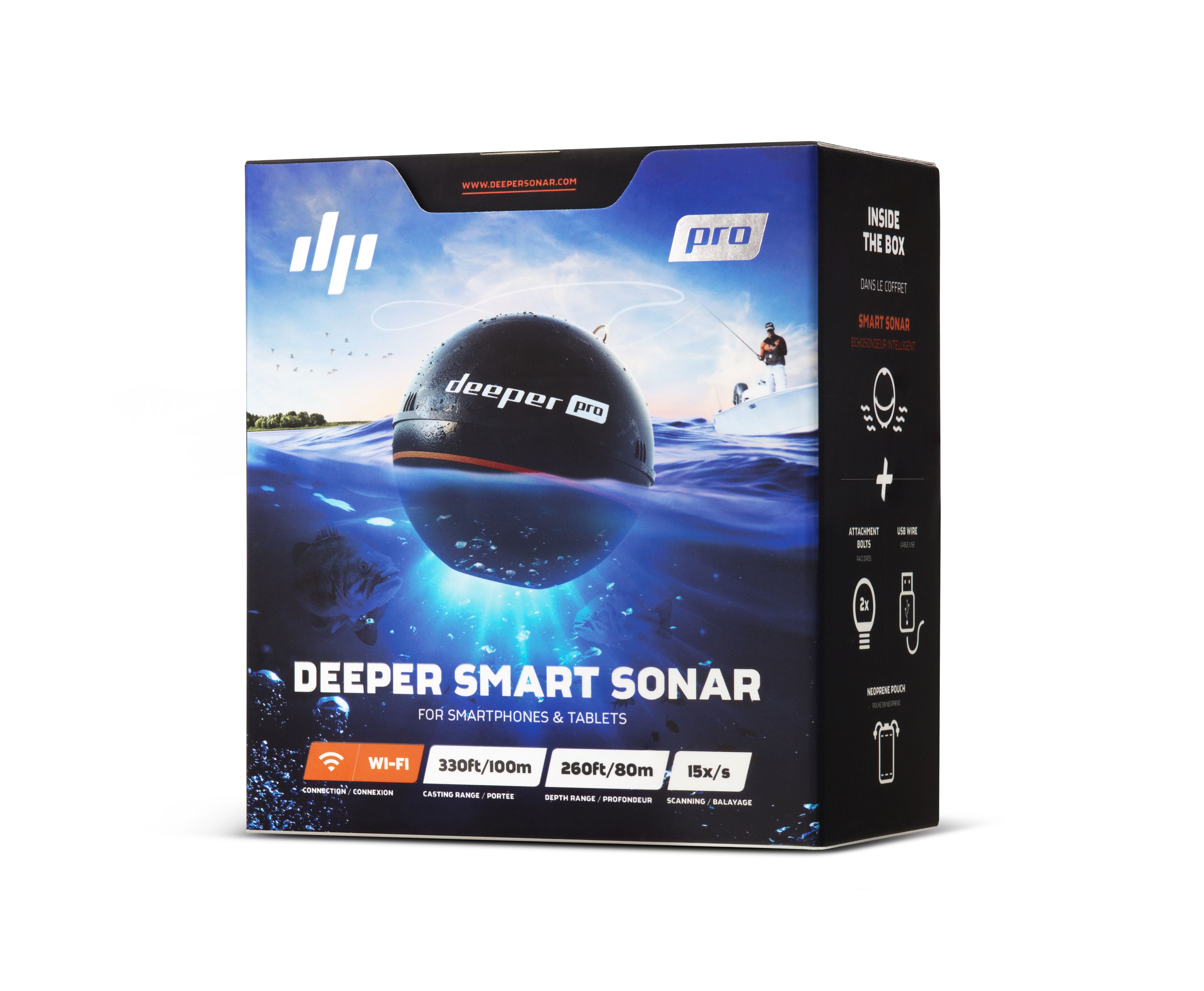 Deeper, Smart Fishfinder Sonar Pro, Wifi for iOS, Android, Li-Polymer, 3.7V, Sonar, 65 mm diameter mm,  Smart Sonar PRO, 100 g, Wireless, Black