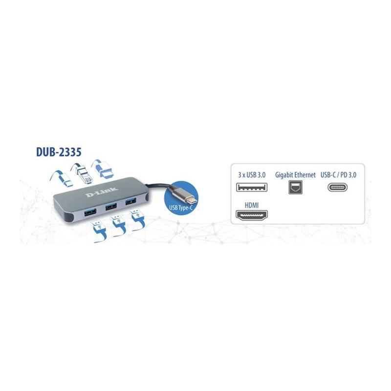 D-Link DUB-2335 sülearvuti dokk ja pordireplikaator Juhtmega ühendatud USB tüüp-C Hall