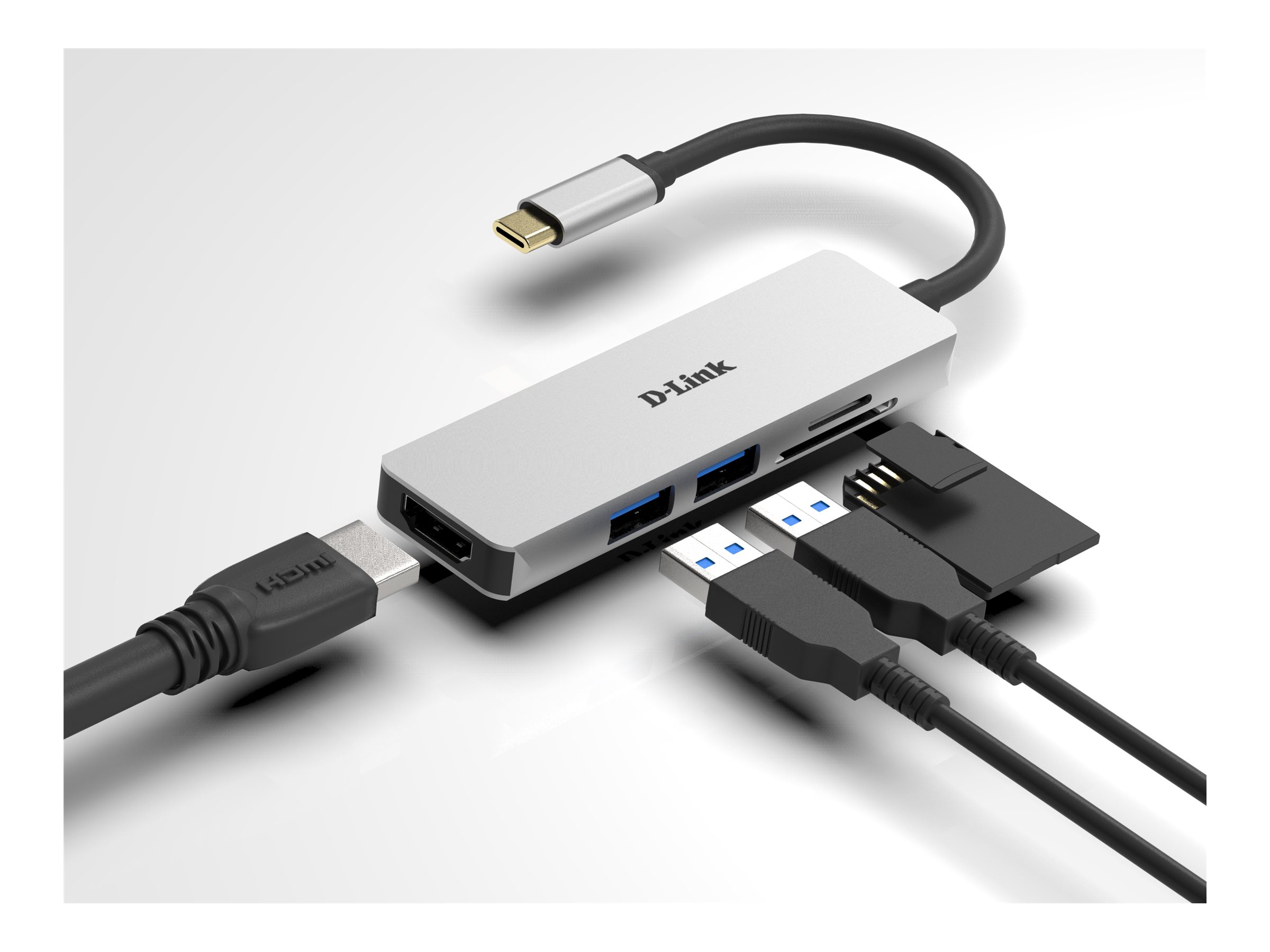 D-Link, 5-in-1 USB-C™ Hub with HDMI and SD/microSD Card Reader, DUB-M530, USB Type-C