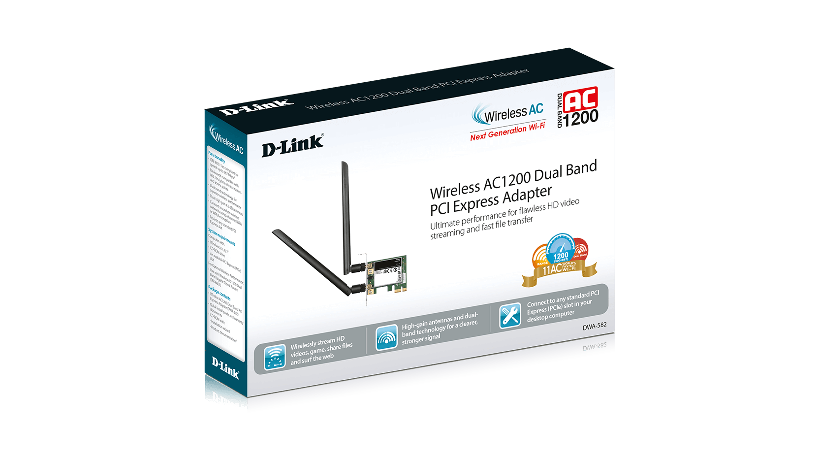 D-LinkDWA-582 Wireless 802.11n Dual Band PCIe Desktop Adapter