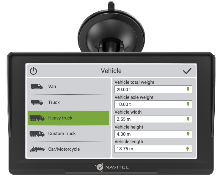 Navitel, GPS Navigator, E777 TRUCK, 800 × 480, GPS ( satelliit),  Kaardid kaasas