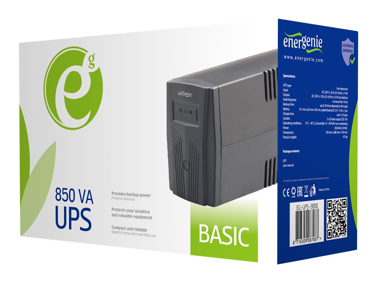 Gembird EG-UPS-B850 uninterruptible power supply (UPS) Line-Interactive 0.85 kVA 510 W