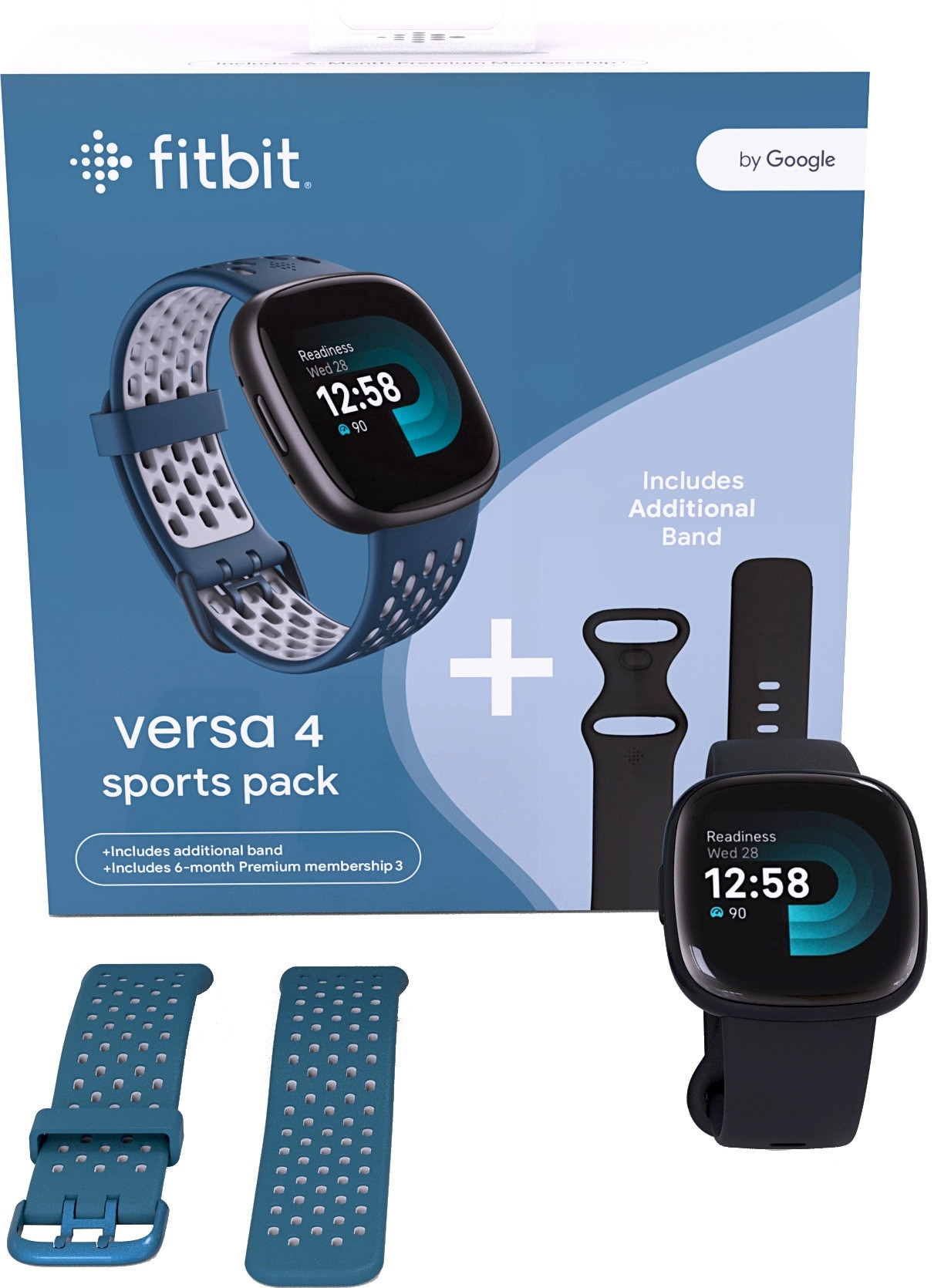 Fitbit  Versa 4 Sports Pack, black/sapphire