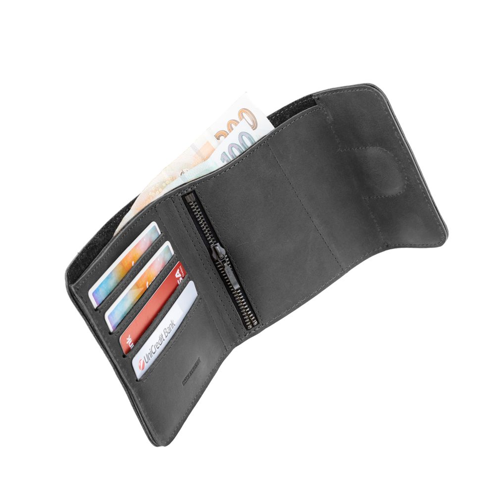 Fixed, Classic Wallet for AirTag, Apple, Genuine cowhide, Black, Dimensions of the wallet : 11 x 11.5 cm; Closing of the wallet is secured by a magnet; Smaller pocket for Apple AirTag; inner hidden pocket; 4 pockets for credit cards or documents