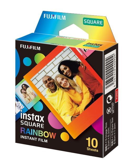 Fujifilm, Instax Square Rainbow (10) Instant Film, 72 x 86 mm, 2.4 x 2.4" Image Area; 3.4 x 2.8" Print Size, Quantity 10