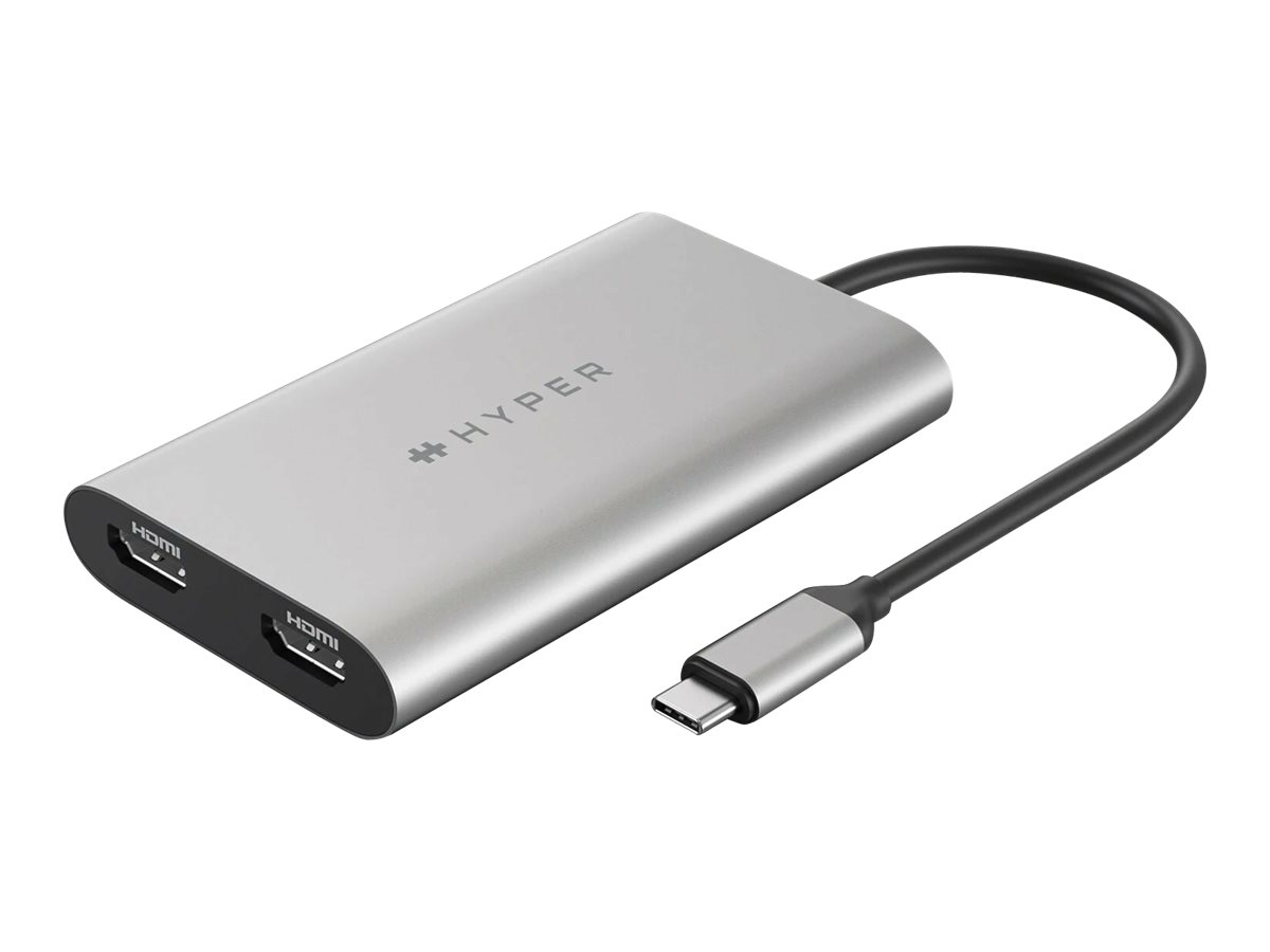 Hyper, Drive Universal USB-C To Dual HDMI Adapter with 100W PD Power Pass-Thru, USB-C to HDMI, Adapter