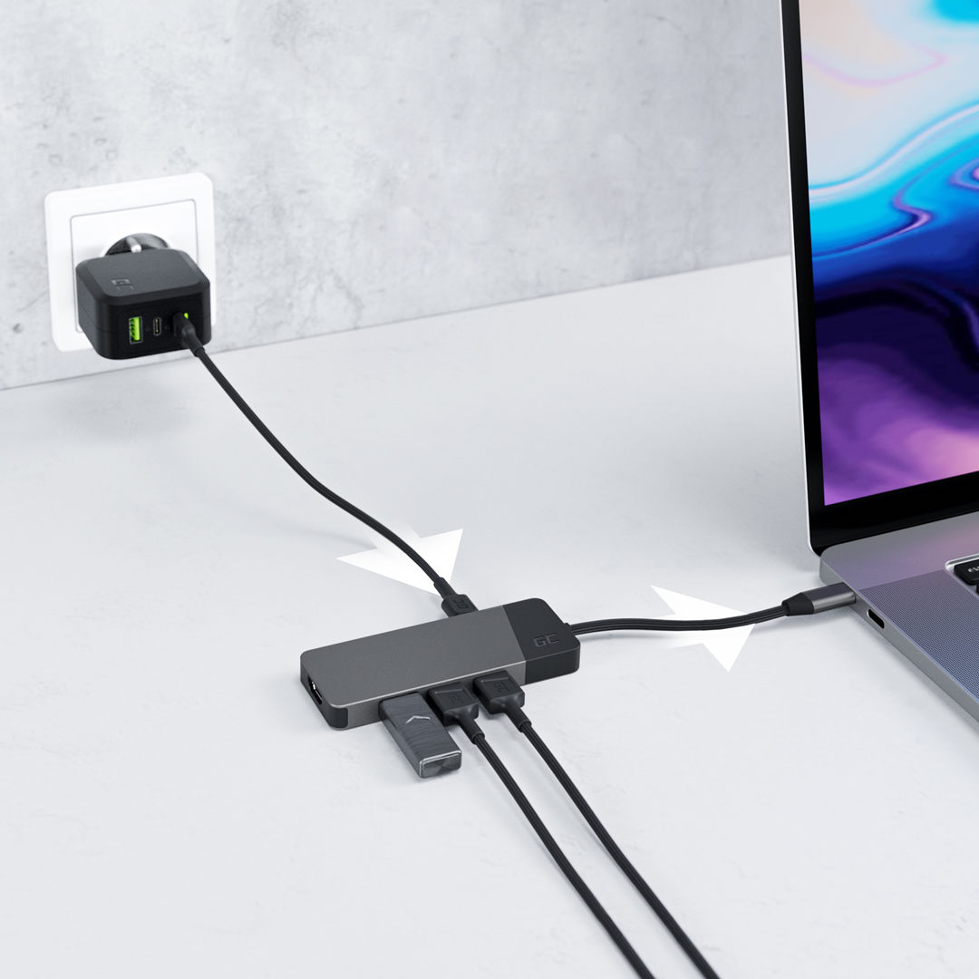 GREEN CELL HUB USB-C GC Connect 3xUSB