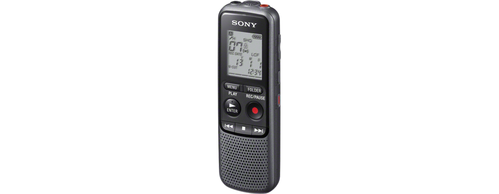 Sony, ICD-PX240, Black, Grey, LCD Display, MP3 playback, MAX. RECORDING TIME MP3 8KBPS (MONAURAL)1043 Hrs 0 MinMAX. RECORDING TIME MP3 48KBPS (MONAURAL)173 Hrs 0 MinMAX. RECORDING TIME MP3 128KBPS65 Hrs 10 MinMAX. RECORDING TIME MP3 192KBPS43 Hrs 25 Min min