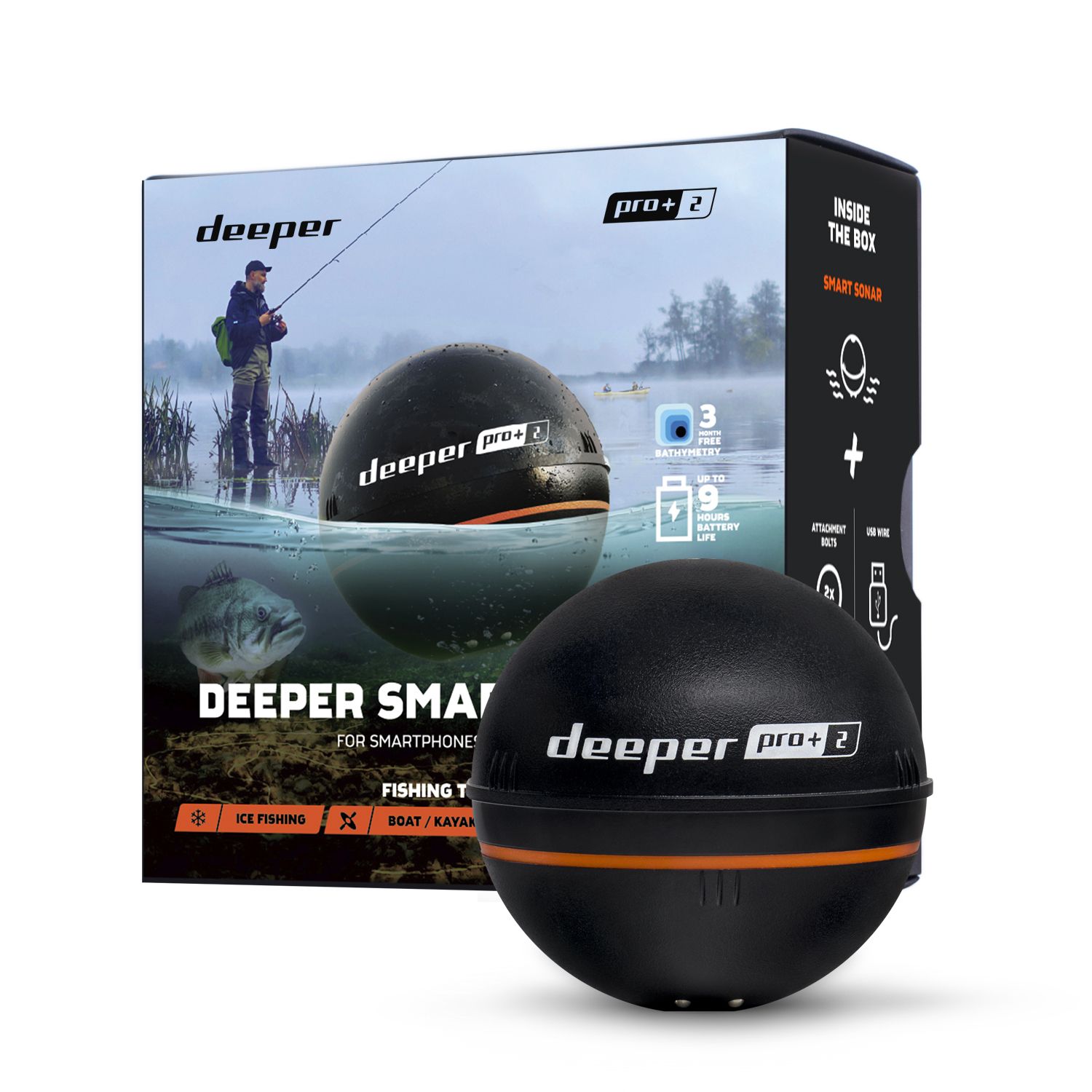 Deeper, Smart Sonar PRO+2, Sonar, Yes, Black