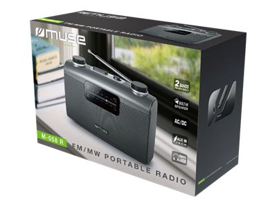 Muse, M-058R, AUX in, Black, Portable radio