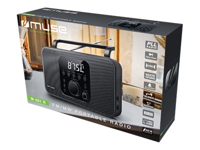 Muse, M-091R, Alarm function, AUX in, Black, Radio