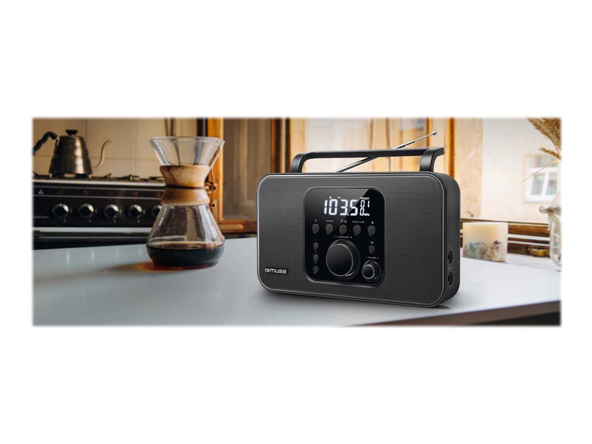 Muse, M-091R, Alarm function, AUX in, Black, Radio