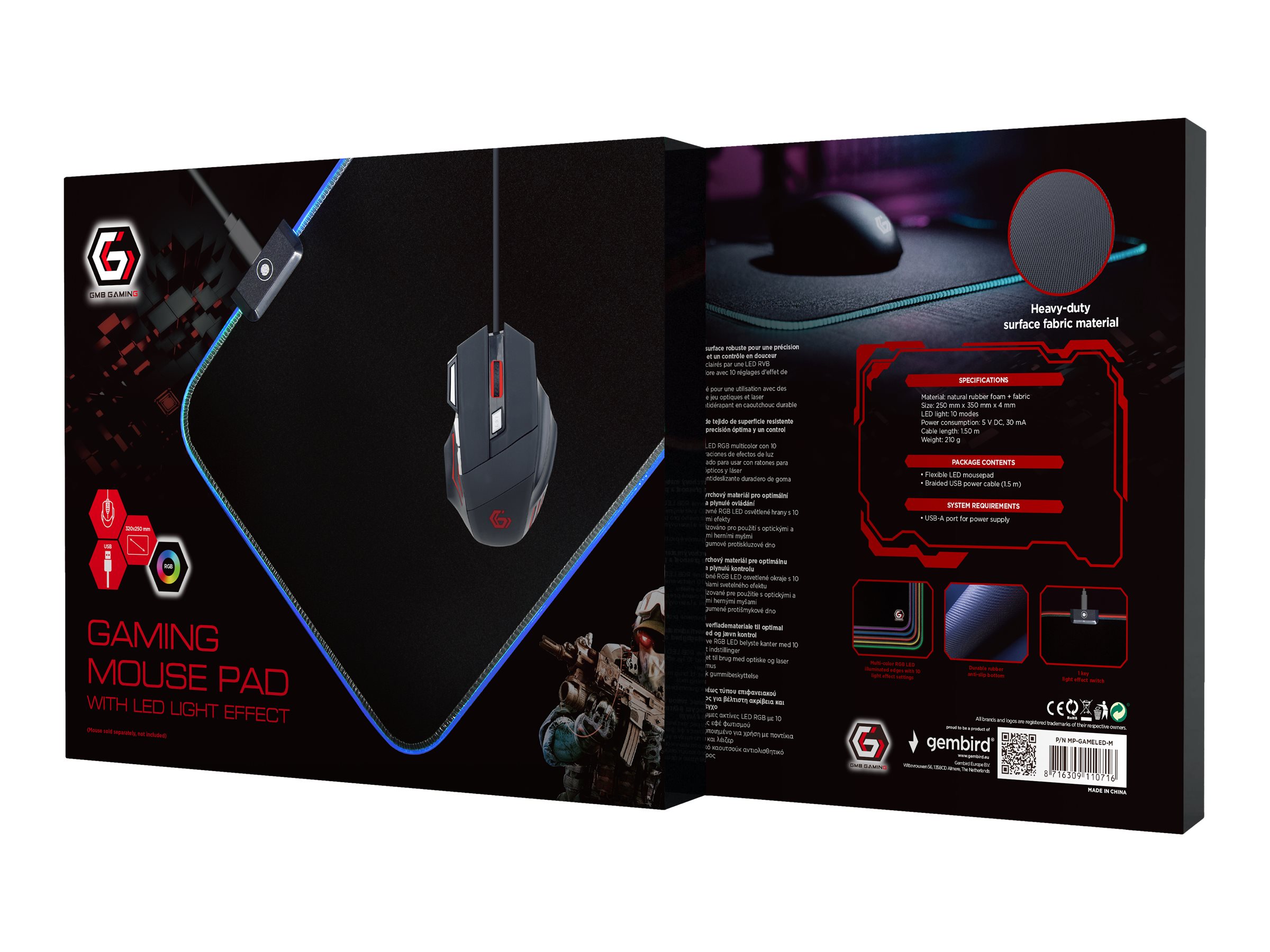 GEMBIRD MP-GAMELED-M Gaming mouse pad M