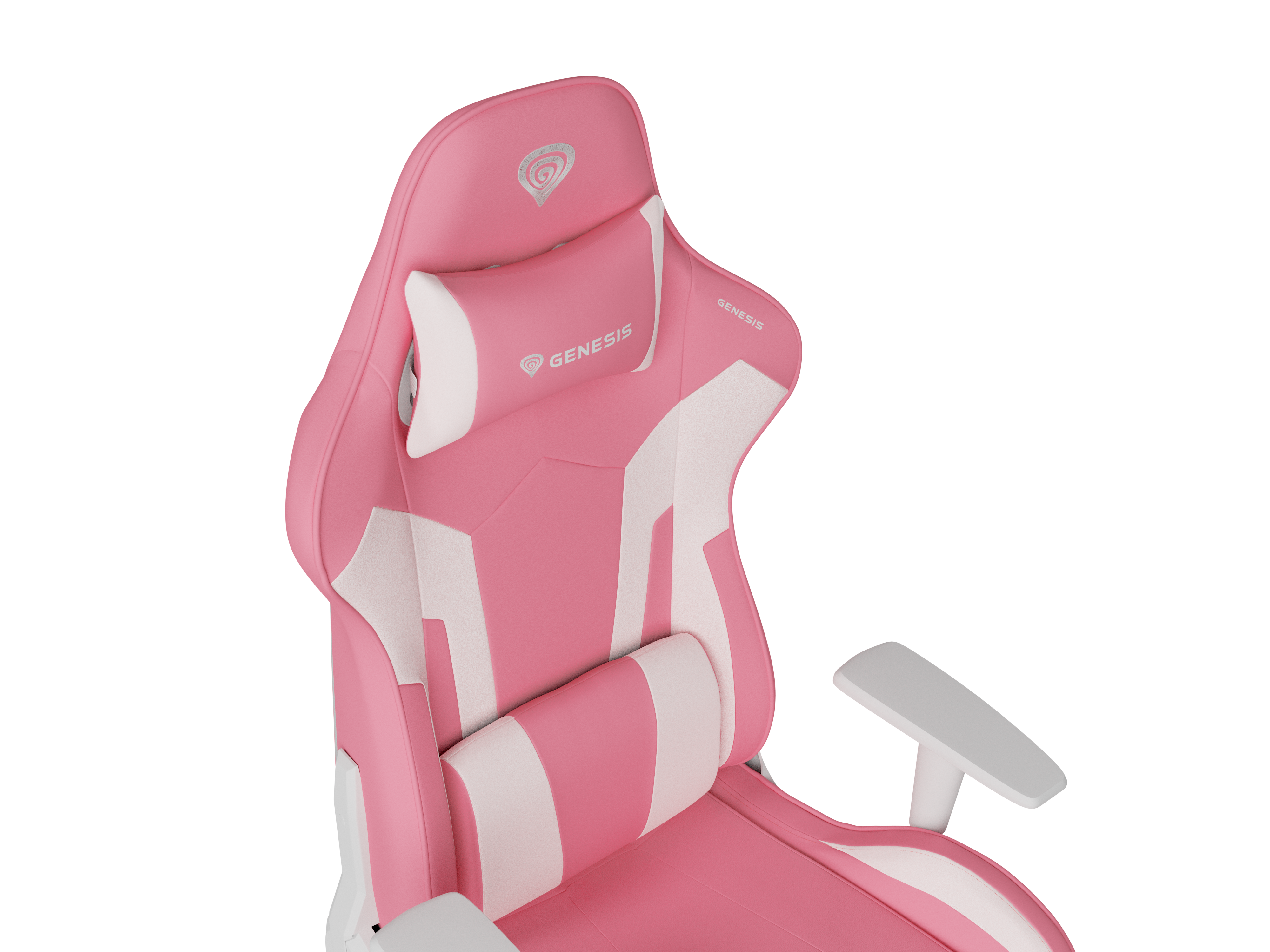 Genesis mm, Backrest upholstery material: Eco leather, Seat upholstery material: Eco leather, Base material: Nylon, Castors material: Nylon with CareGlide coating, Pink/White