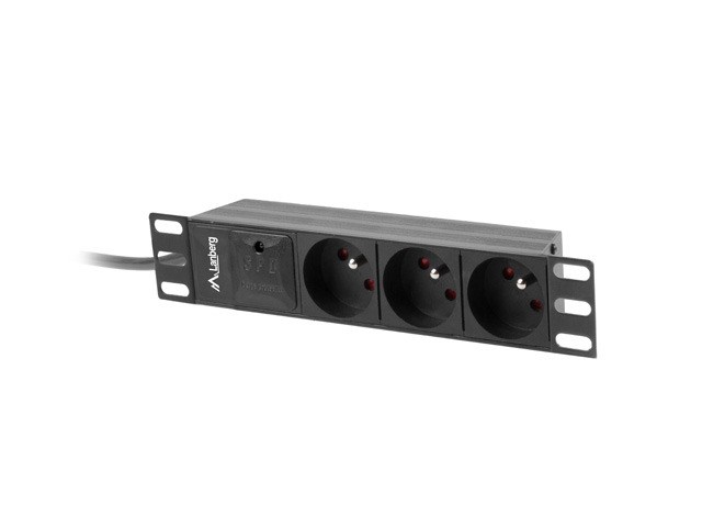 LANBERG 10" RACK POWER STRIP (1U, 16A, 3X 230V PL)