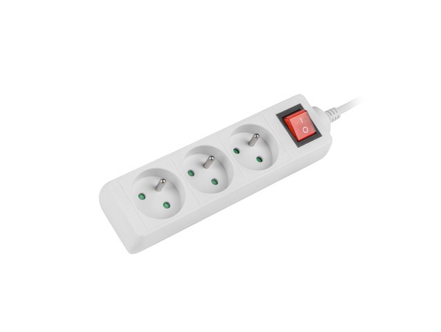 LANBERG POWER STRIP 3M WHITE, 3X 230V PL, WITH SWITCH