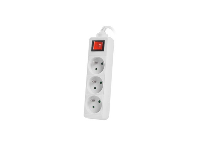 LANBERG POWER STRIP 3M WHITE, 3X 230V PL, WITH SWITCH