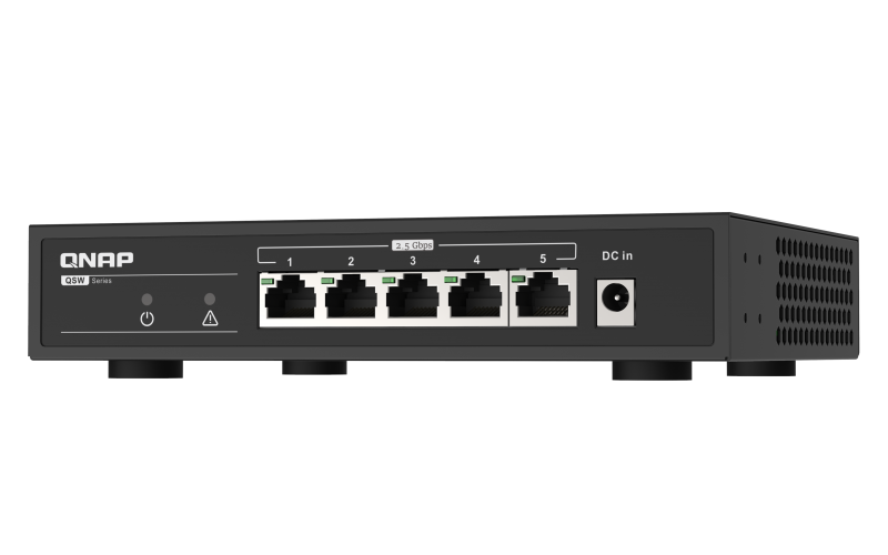 QNAP, 5 port 2.5Gbps Auto Negotiation (2.5G/1G/100M), QSW-1105-5T, Unmanaged, Desktop, 1 Gbps (RJ-45) ports quantity 5