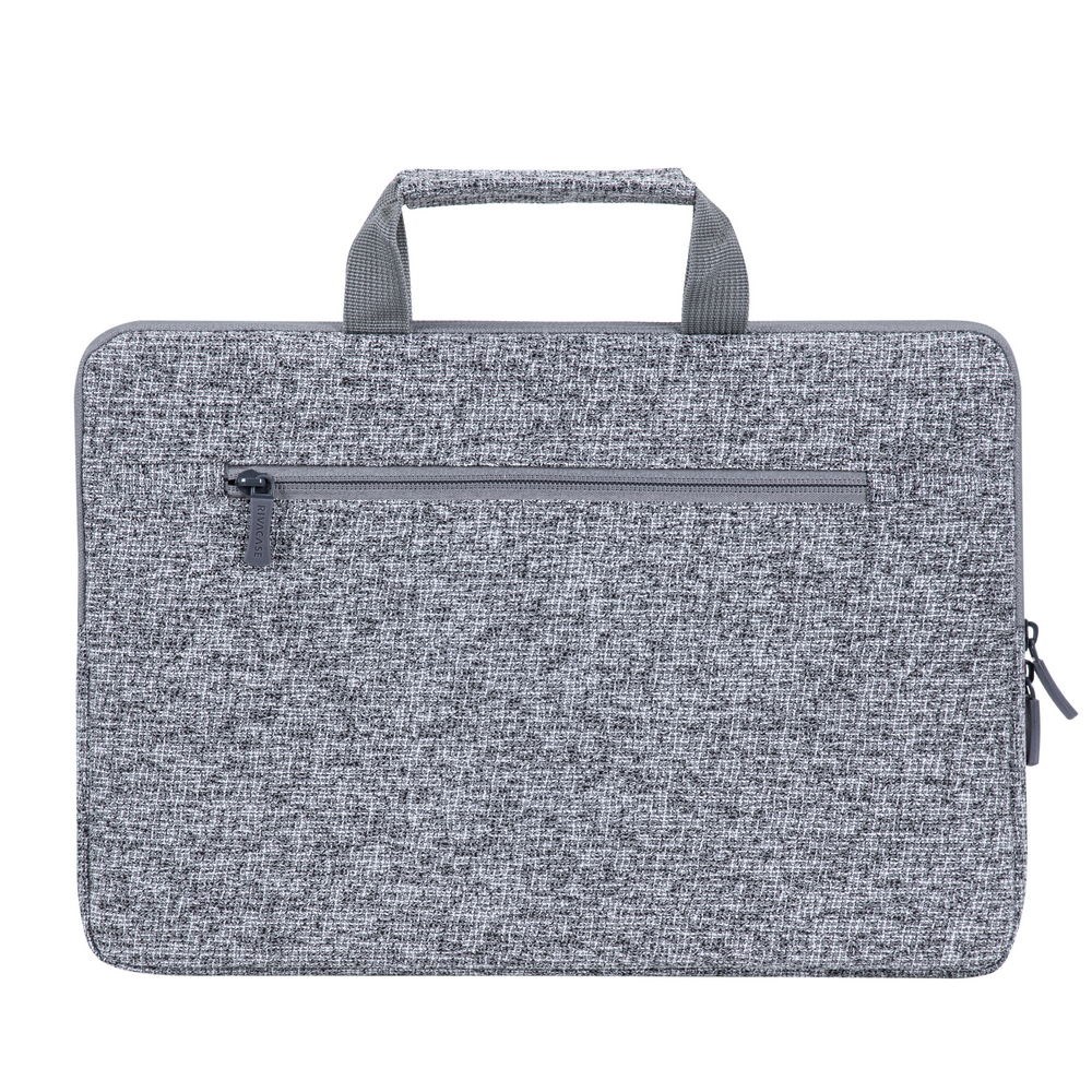 RIVACASE Anvik 13.3" Laptop sleeve, light grey, with handle, waterproof material, plush interior, back pocket for smartphone, business cards, accessories