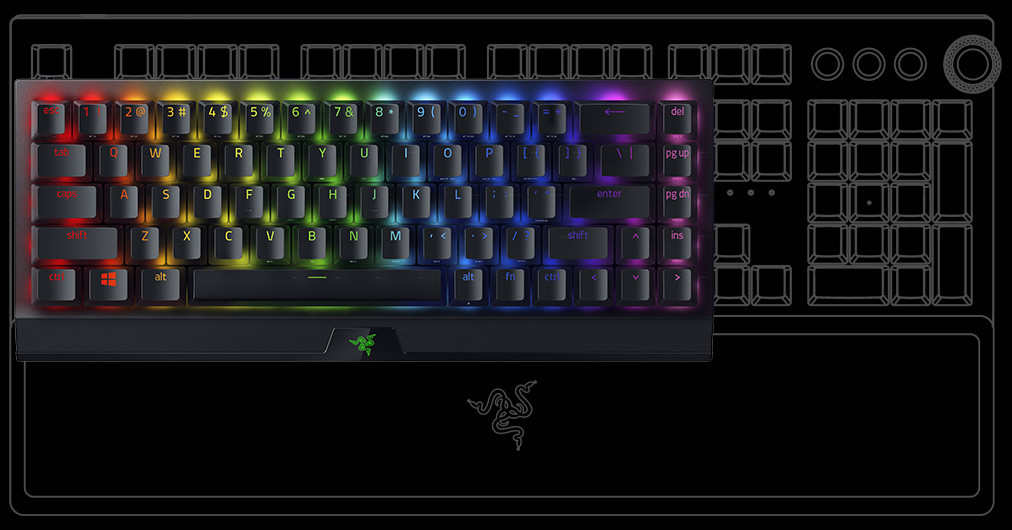  Razer BlackWidow V3 Mini HyperSpeed Gaming keyboard USB+RF Wireless+Bluetooth Yellow Switch, Black