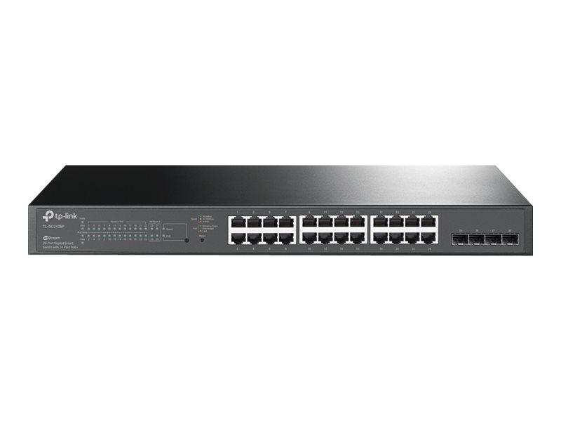 TP-LINK, JetStream 28-Port Gigabit Smart Switch, TL-SG2428P, Web Managed, Rackmountable, SFP ports quantity 4, PoE+ ports quantity 24, Power supply type Single