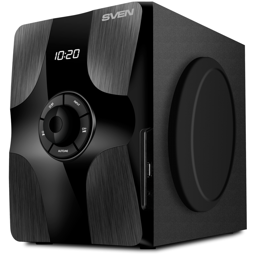 SVEN 2.1 speakers  MS-315, black, Bluetooth, FM, USB, Display, RC unit, power output 20W+2x13W (RMS)