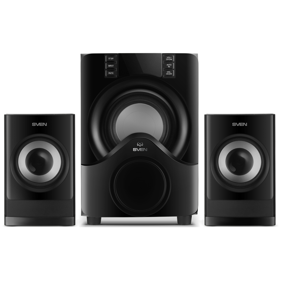 SVEN 2.1 speakers  MS-312, black, Bluetooth, FM, USB, Display, RC unit, power output 20W+2x10W (RMS)