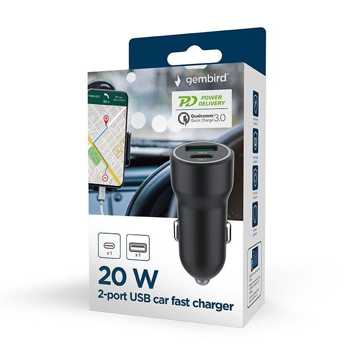 GEMBIRD 2-port USB car fast charger