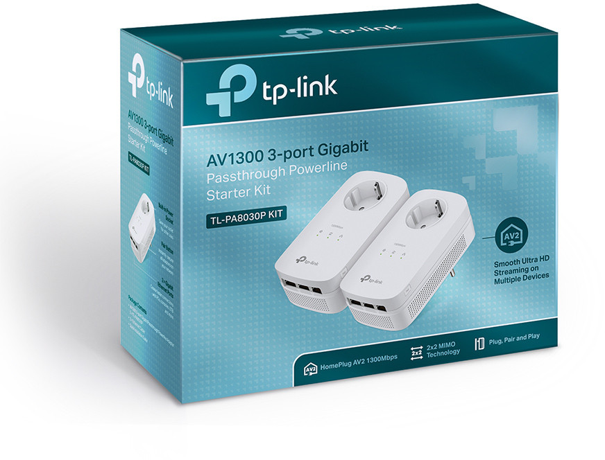 TP-Link TL-PA8030P KIT elektriliinisidevõrgu võrguadapter 1200 Mbit/s Ethernet LAN Valge 2 tk