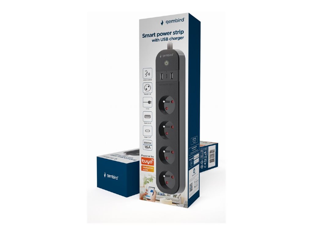 GEMBIRD Smart power strip with USB charg