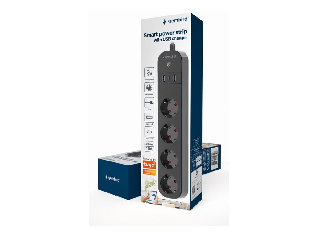 GEMBIRD Smart power strip with USB charg