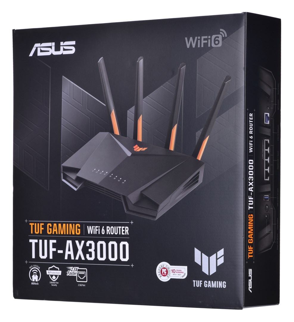 ASUS TUF Gaming AX3000 V2 wireless router Gigabit Ethernet Dual-band (2.4 GHz / 5 GHz) Black, Orange