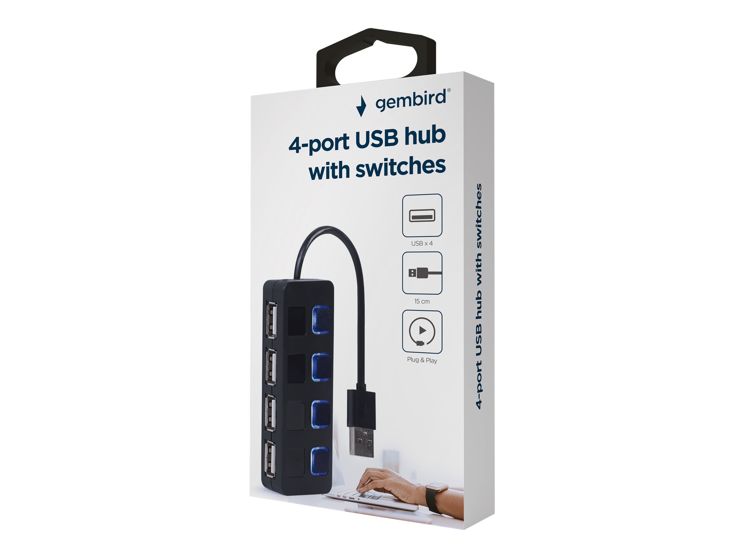 GEMBIRD USB 2.0 4-port hub with switches