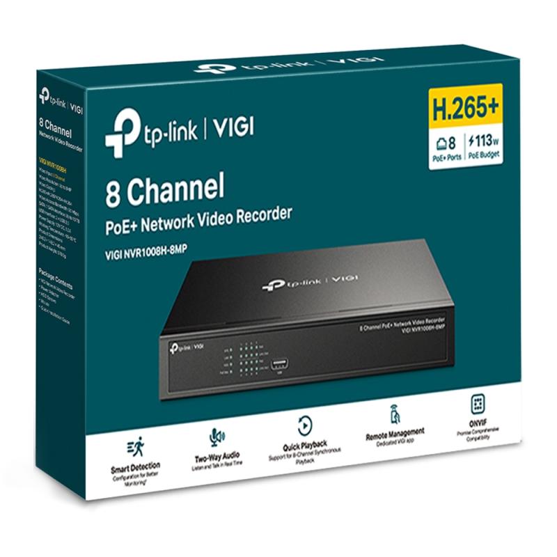 TP-Link VIGI NVR1008H-8MP võrguvideosalvesti (NVR) Must