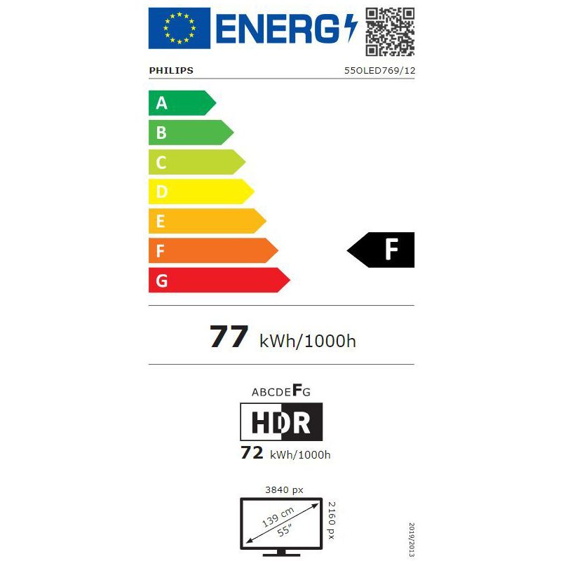 PHILIPS  4K UHD OLED Android™ TV 55" 55OLED769/12 3-sided Ambilight 3840x2160p HDR10+ 4xHDMI 3xUSB LAN WiFi DVB-T/T2/T2-HD/C/S/S2, 40W