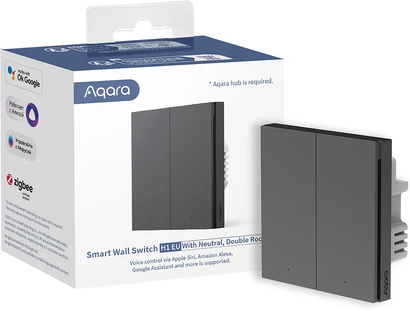 Aqara seinalüliti Smart Wall Switch H1 Double (with neutral), hall