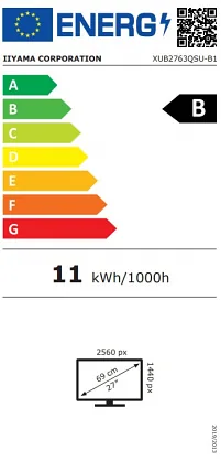 iiyama ProLite XUB2763QSU-B1 PC lamekuvar 68,6 cm (27″) 2560 x 1440 pikslit Quad HD LED Must