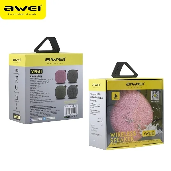 AWEI głośnik mini Bluetooth Y260 szary, grey